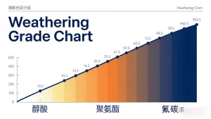 醇酸漆，聚氨酯漆，氟碳漆，油漆色调对比