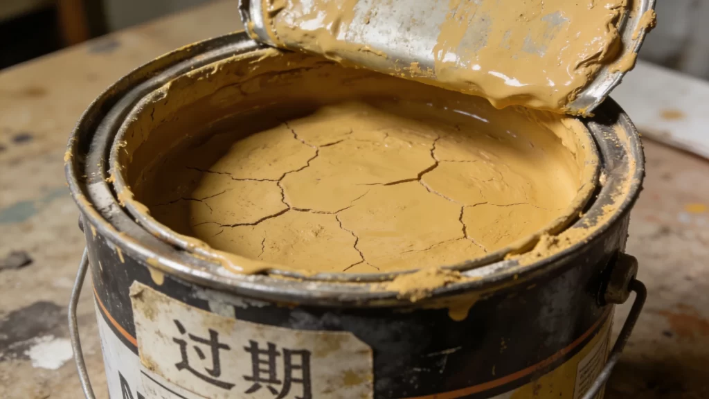 黄色固化的油漆，过期不能使用的涂料