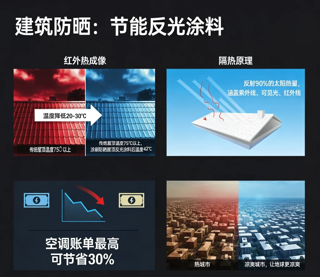 防晒涂料，房屋节能反光涂料，降温建筑油漆