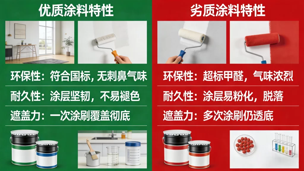 优质涂料与劣质涂料特性比较
