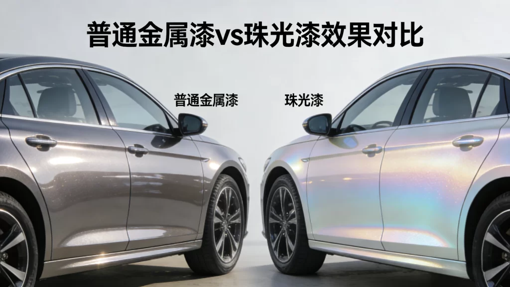 汽车普通金属漆与珠光漆效果对比