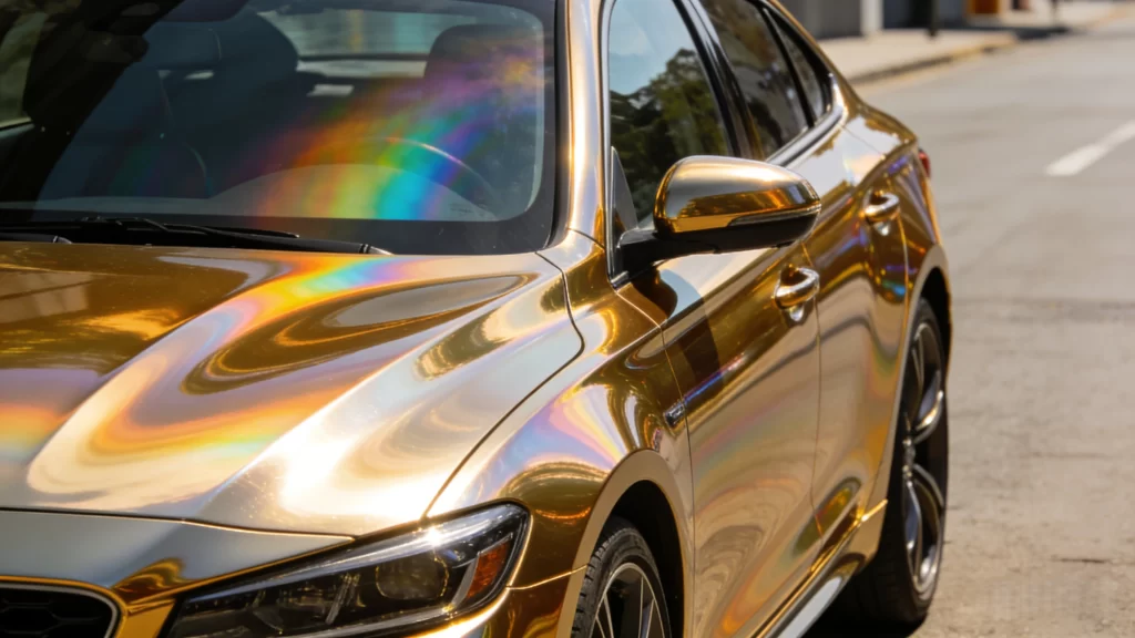 黄金色汽车，金灿灿颜色的汽车漆