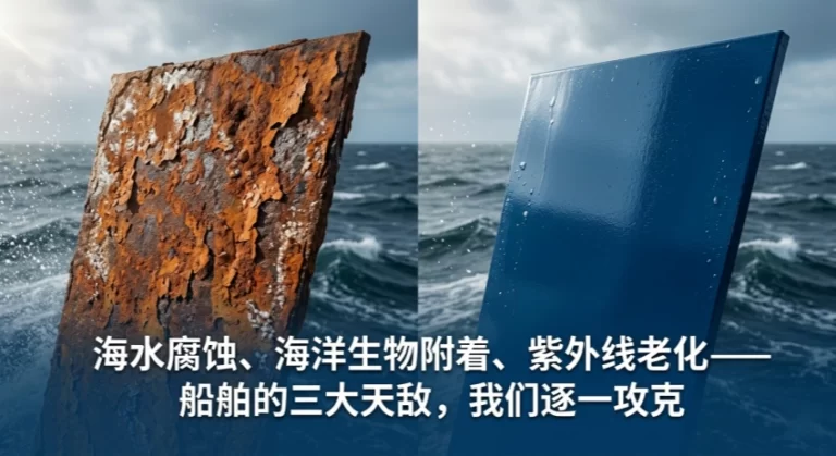 减少海水腐蚀，海洋生物附着，降低紫外线，船舶工业涂料油漆