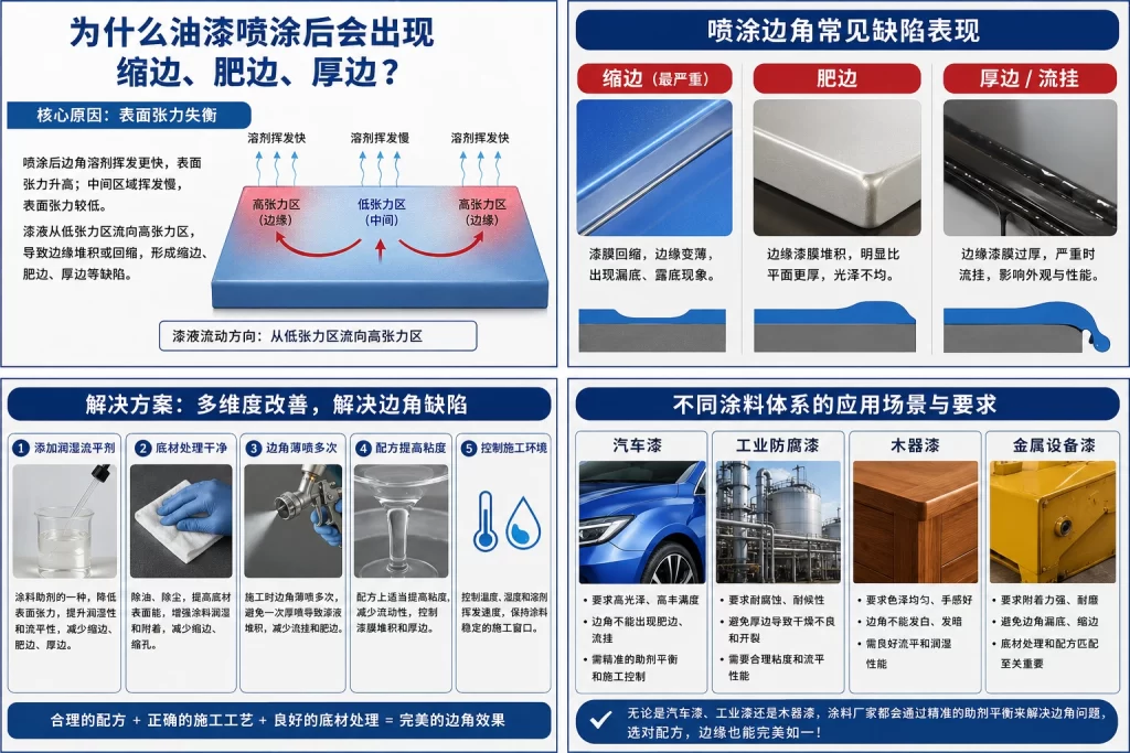 为什么油漆喷涂后会出现缩边，肥边，厚边？