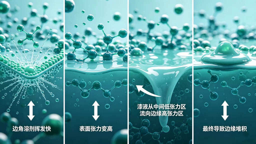油漆施工喷涂时，出现边角瑕疵，化学显示