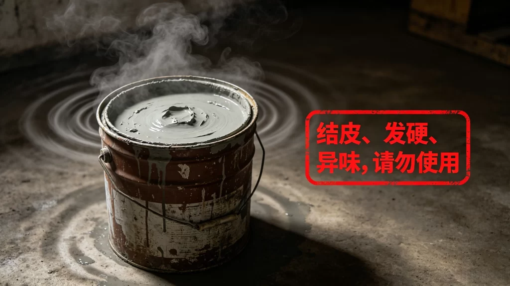 涂料油漆出现结皮、发硬，异味，请勿使用！