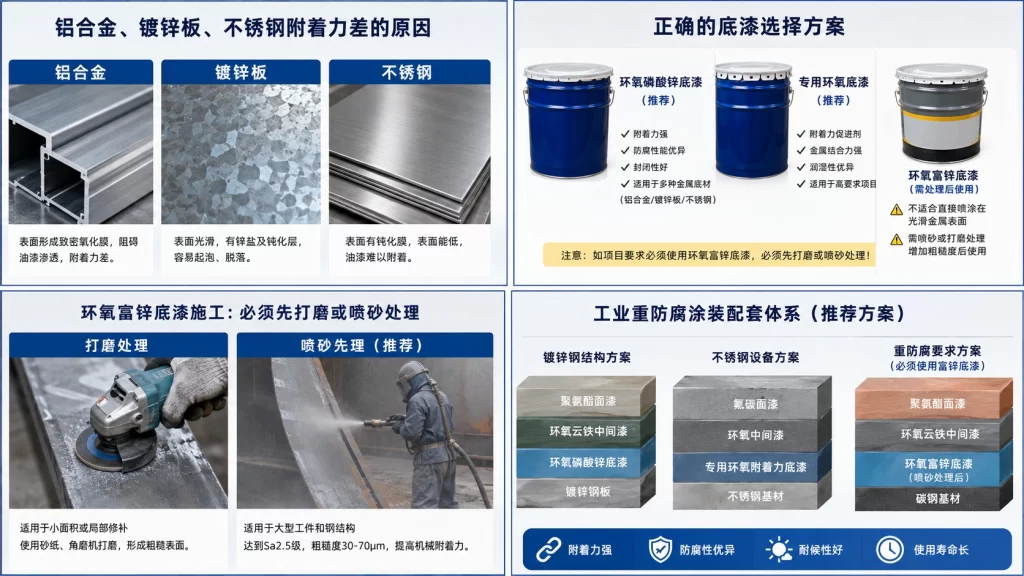 铝合金，镀锌板，不锈钢油漆施工解决方法