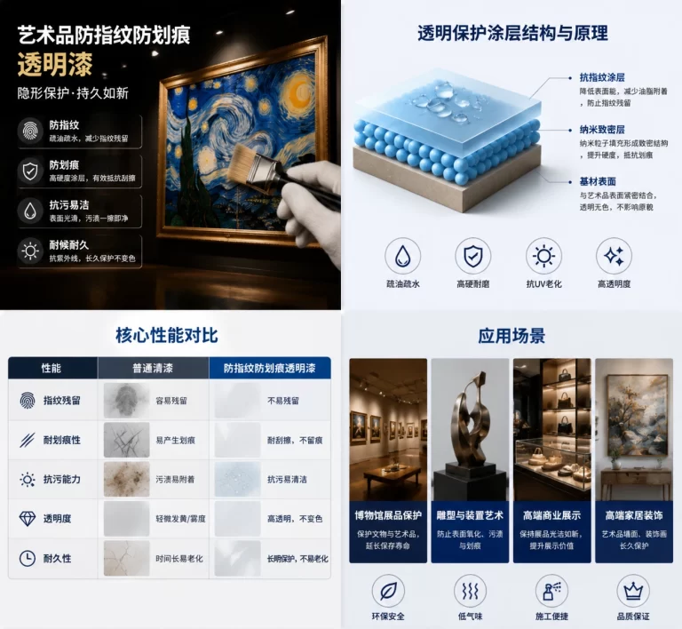艺术品防指纹防划痕透明漆技术解析：纳米级保护涂层在艺术收藏与展示中的应用