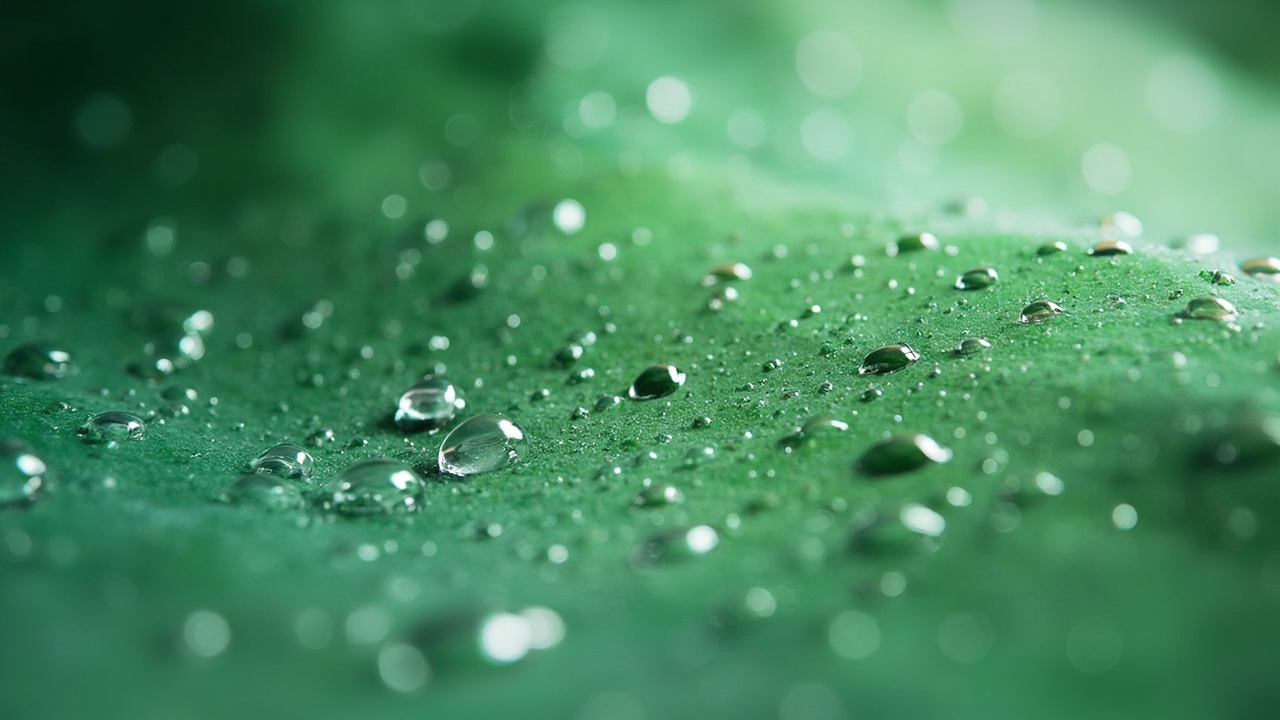 疏水功能涂料微观表面结构与水珠在微纳粗糙结构形成球形液滴的科学微距摄影