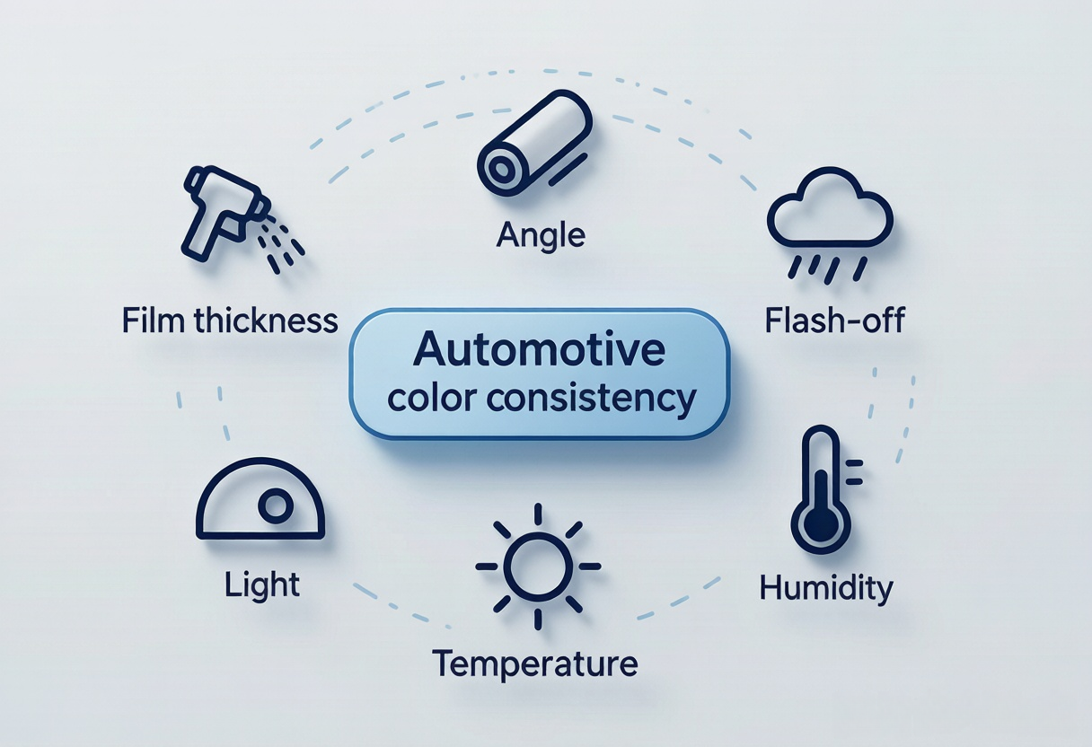Illustration des Einflusses von Temperatur und Luftfeuchtigkeit sowie Trocknungsumgebung auf die Farbe
