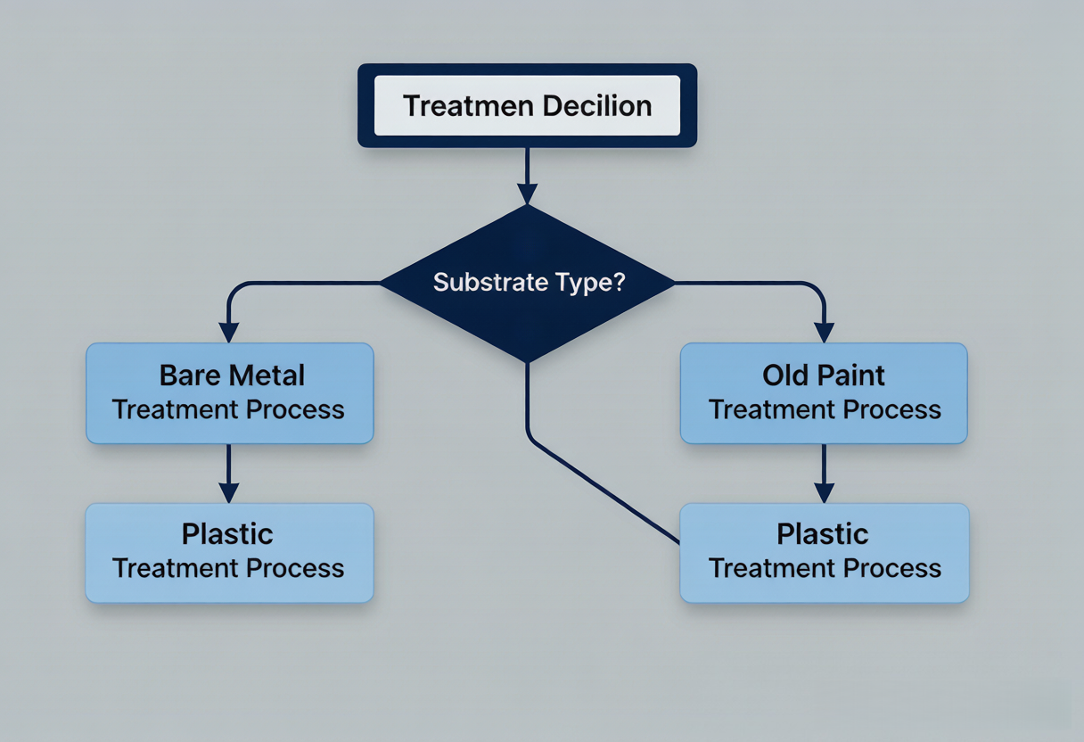 Esquema do fluxo de decisão do processo de seleção de tratamento por substrato — primer — camada intermediária