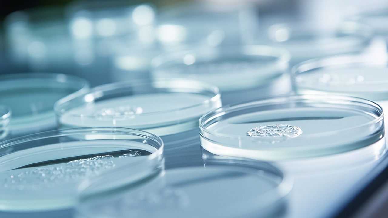 培养皿对比实验中纳米银与纳米ZnO涂层对细菌生长的抑制圈示意