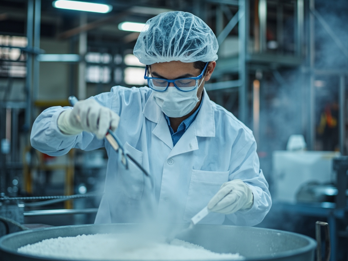 不同尺寸纳米二氧化硅与二氧化钛粉末在涂料分散罐中的工业配料场景