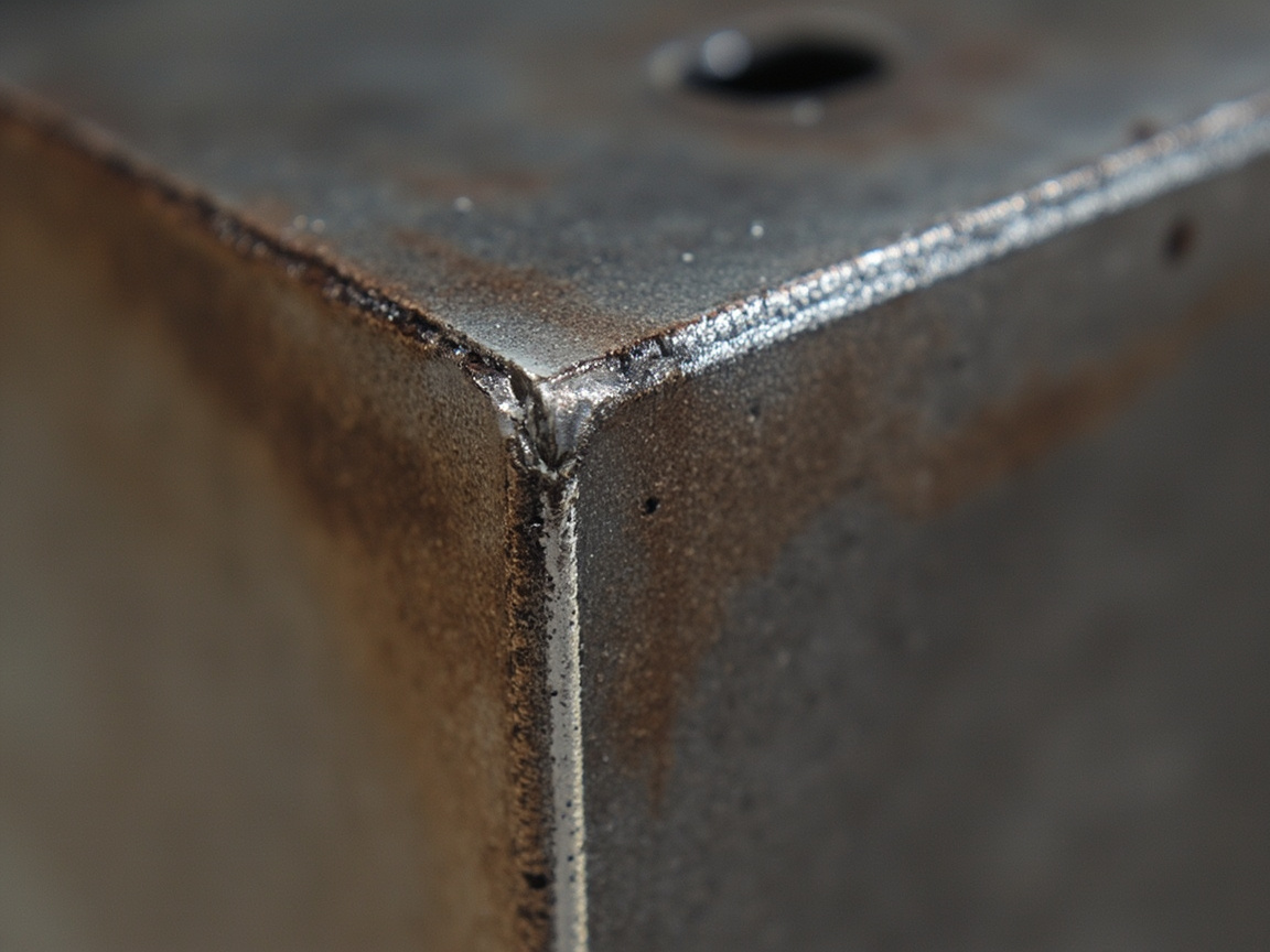 weld seam and edge of steel structure after local St3 grinding showing clean metal