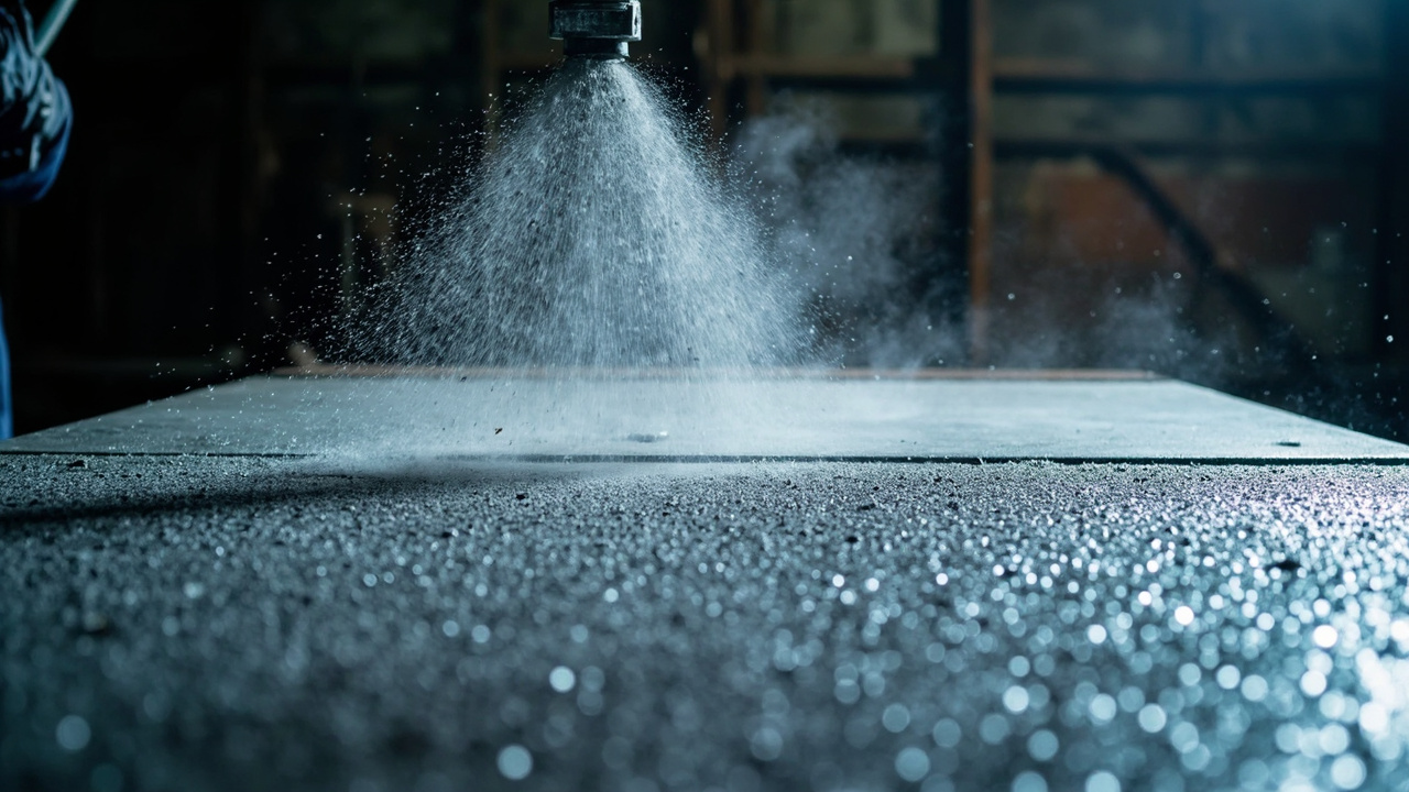 Immagine nel testo: strato protettivo inorganico denso formato dal rivestimento zincante a silicato a base d'acqua su acciaio sabbiato
